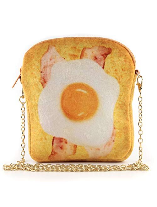 QiMing butter Toast Shoulder Bag,Cute Plush Food Crossbody Handbag for Women