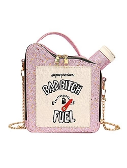 WOG2008 Women Laser Bling Gasoline Shoulder Bag Embroidered Letter Handbag For Girl PU Leather Clutch Bag