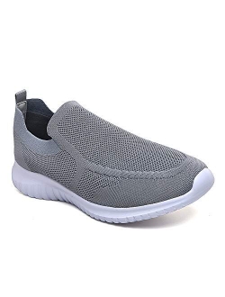 LANCROP Men's Comfortable Walking Shoes - Casual Knit Loafer Slip on Sneakers