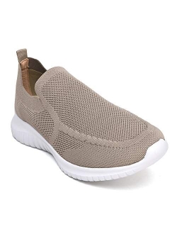 LANCROP Men's Comfortable Walking Shoes - Casual Knit Loafer Slip on Sneakers