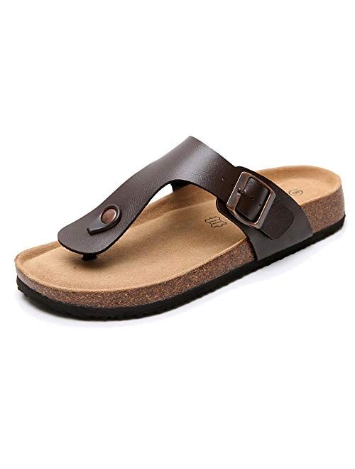 Men's Arizona Footbed Slide Sandals - Comfort Slip on Cork Sandals with Adjustable Buckle Straps for Summer, Indoor and Outdoor Slip on Sandals