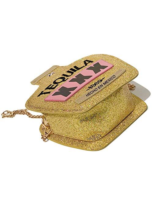 Lanpet Women Sequins Cross Body Bag Bottle Shaped Evening Chain Strap Shoulder Bag