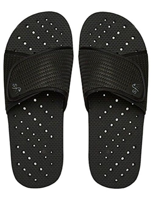 Showaflops Mens' Antimicrobial Shower & Water Sandals for Pool, Beach, Dorm and Gym - Adjustable Colorblock Slide