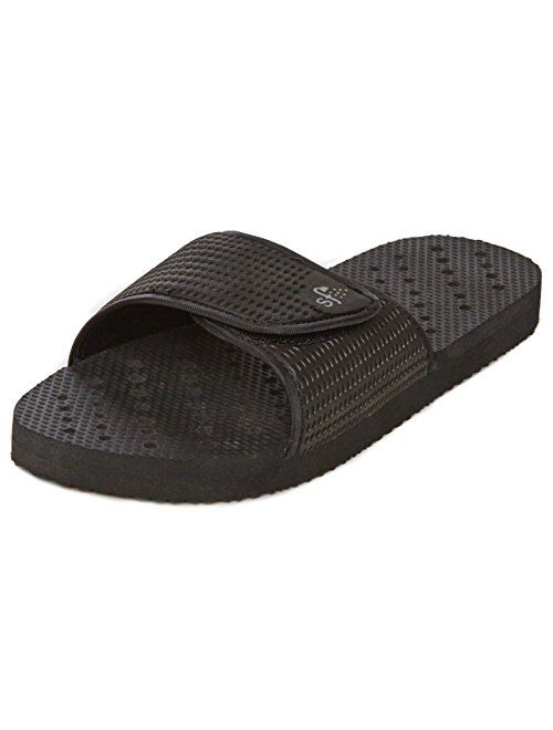 Showaflops Mens' Antimicrobial Shower & Water Sandals for Pool, Beach, Dorm and Gym - Adjustable Colorblock Slide