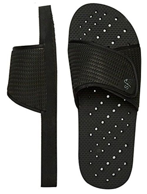 Showaflops Mens' Antimicrobial Shower & Water Sandals for Pool, Beach, Dorm and Gym - Adjustable Colorblock Slide