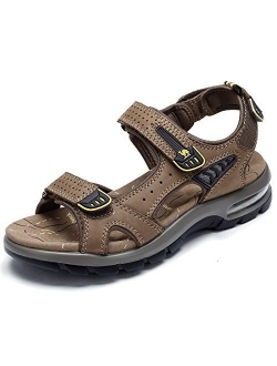 CAMEL Men's Sandals Genuine Leather Sport Open Toes Sandals Casual Elastic Beach Slippers for Summer