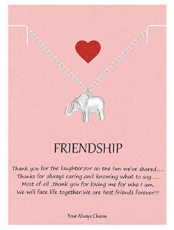 Your Always Charm Geometric Origami Elephant Necklace,Lucky Elephant Friendship Gifts with Message Card