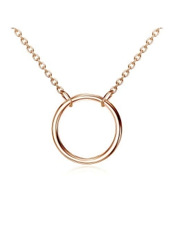 Open Circle Necklace in Yellow Gold, Rose Gold or Rhodium over 925 Sterling Silver