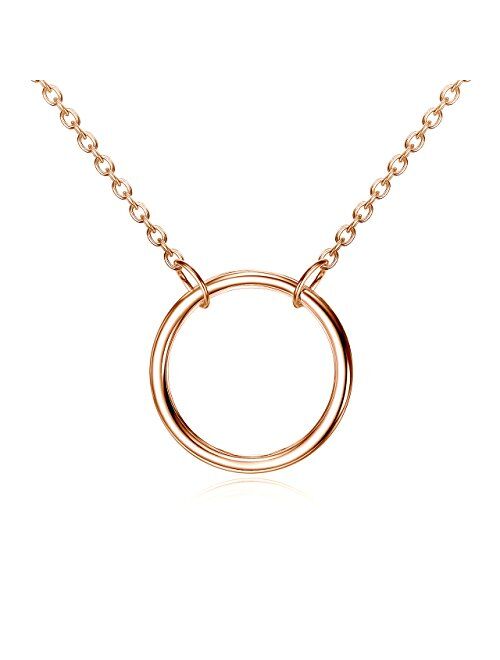 Open Circle Necklace in Yellow Gold, Rose Gold or Rhodium over 925 Sterling Silver