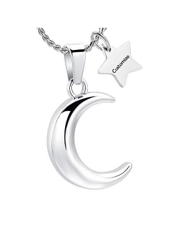 Imrsanl Cremation Jewelry for Ashes Moon Urn Necklace Stainless Steel Memorial Lockets Keepsakes Jewelry for Ashes Pendant - Fill kit