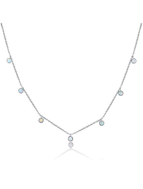 Barzel 18K White Gold & 18K Rose Gold with Created Fire Opal Necklaces