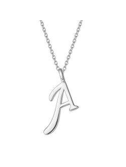 FANCIME Sterling Silver Gold Plated Initial Necklace High Polish Monogram Letter Initial Pendant Necklace Fine Jewelry for Women Girls 16 + 2 Extender