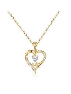 IEFRICH Initial Heart Necklace for Women Girls, Cubic Zirconia Dainty Initial Heart Necklace for Women Teen Girls Jewelry Gifts