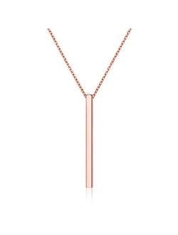 ChicSilver Customizable Vertical Bar Pendant Necklace 925 Sterling Silver Y Necklace Simple Fashion Jewelry Gifts for Women(with Gift Box)