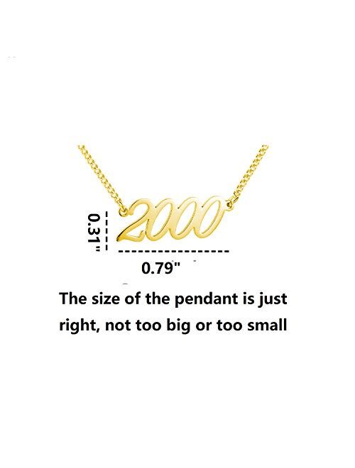 WIGERLON Birth Year Number Necklace Birthday Giftfor Women and Girl Color Silver and Gold