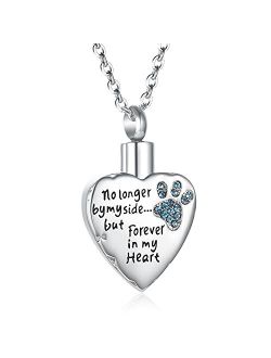 Fashion Pet Cremation Jewelry Stainess Steel Heart Keepsake Ashes Necklace Dog Cat Paw Memorial Urn Pendant