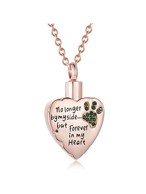 Fashion Pet Cremation Jewelry Stainess Steel Heart Keepsake Ashes Necklace Dog Cat Paw Memorial Urn Pendant