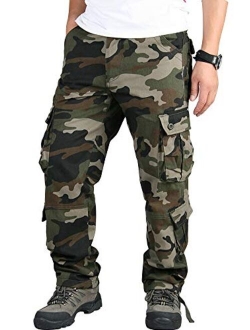 Mens Cargo Multi Pocket Military Camo Combat Work Relaxed-Fit Pants