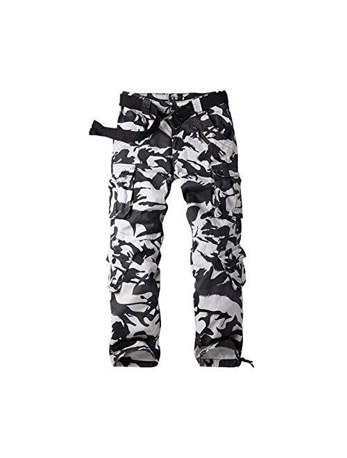 Mens Cargo Multi Pocket Military Camo Combat Work Relaxed-Fit Pants