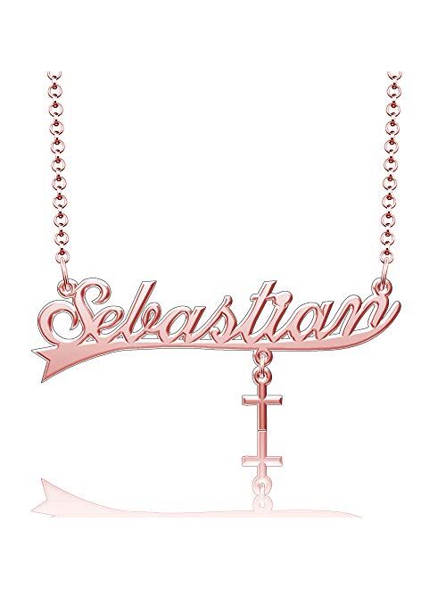 CLY Jewelry Stainless Steel Chain Rose Gold Pendant Customized Plate Personalized Name Necklace