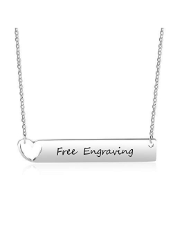 Personalized Necklace Horizontal Bar Necklace Stainless Steel Custom Name Necklace BFF Necklace for Wedding Bridesmaid