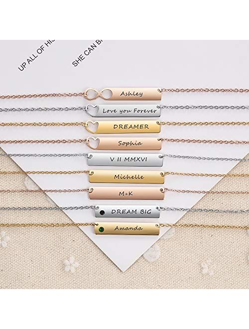 Personalized Necklace Horizontal Bar Necklace Stainless Steel Custom Name Necklace BFF Necklace for Wedding Bridesmaid