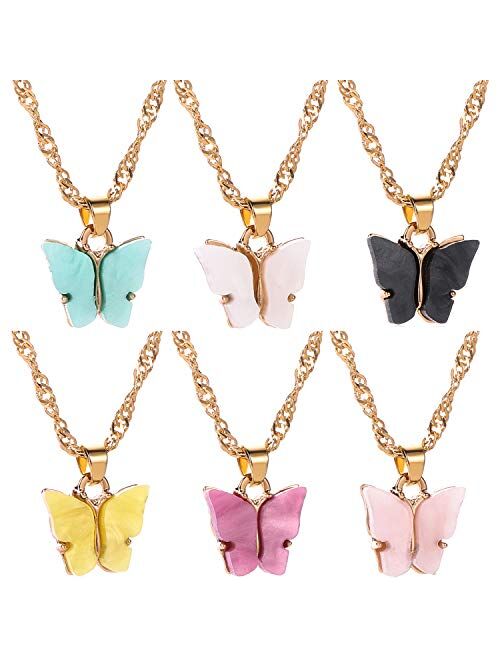 Nanafast Butterfly Pendant Necklace for Women & Girls Acrylic Necklace with Gold-Plated