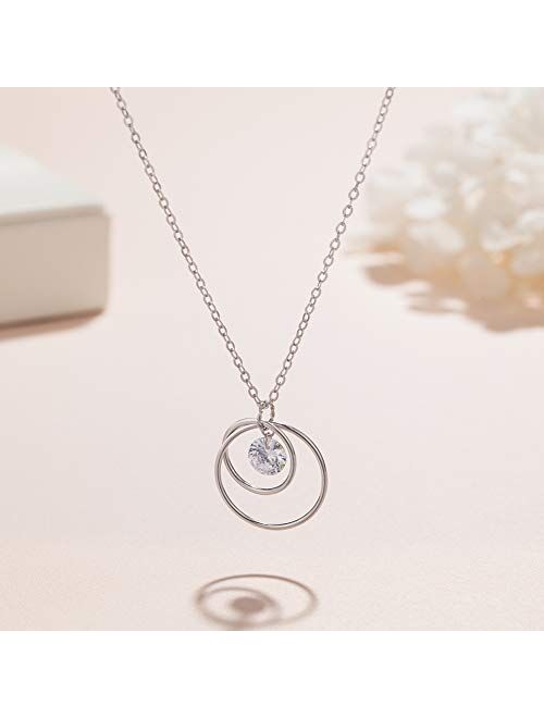 21st Birthday Gifts for Her, Sterling Silver Infinity 2 Circle Necklace for Daughter Birthday Gift