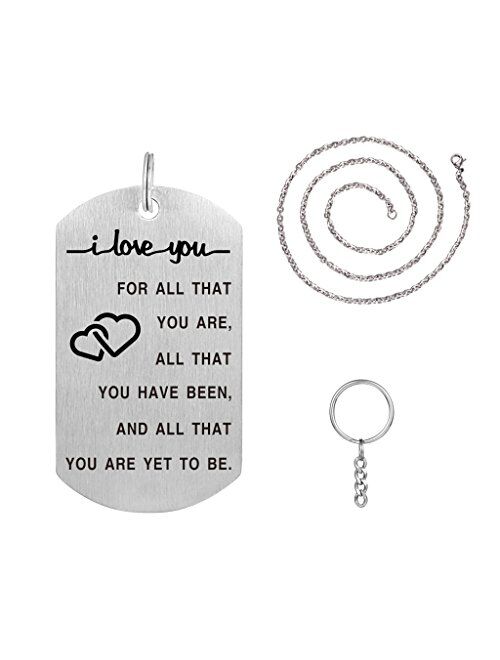 I Love You for All That You are Pendant Necklace with Key Ring Amazing Handmade Gift