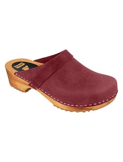 Vollsjo Men's Genuine Leather Wooden Clogs