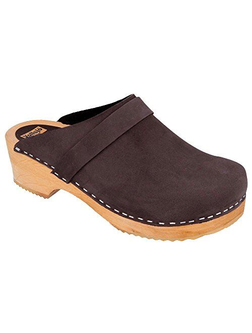 Vollsjo Men's Genuine Leather Wooden Clogs