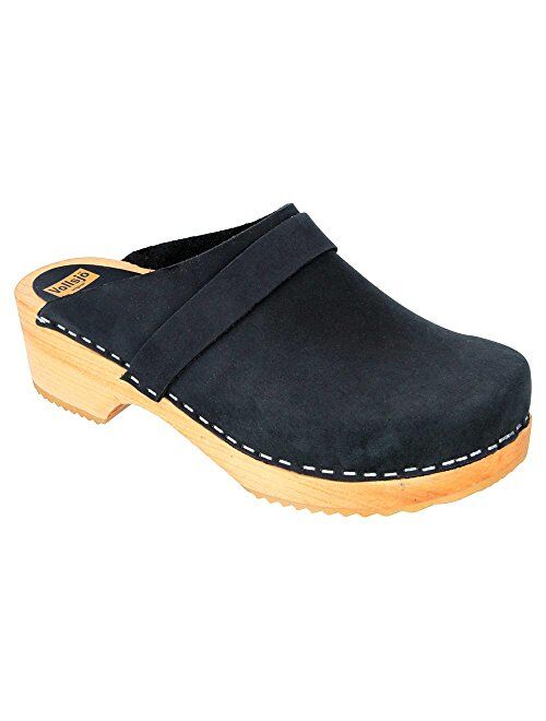 Vollsjo Men's Genuine Leather Wooden Clogs