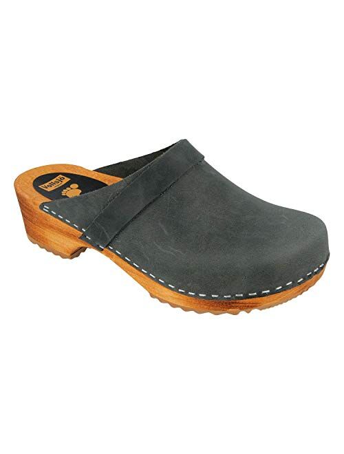 Vollsjo Men's Genuine Leather Wooden Clogs