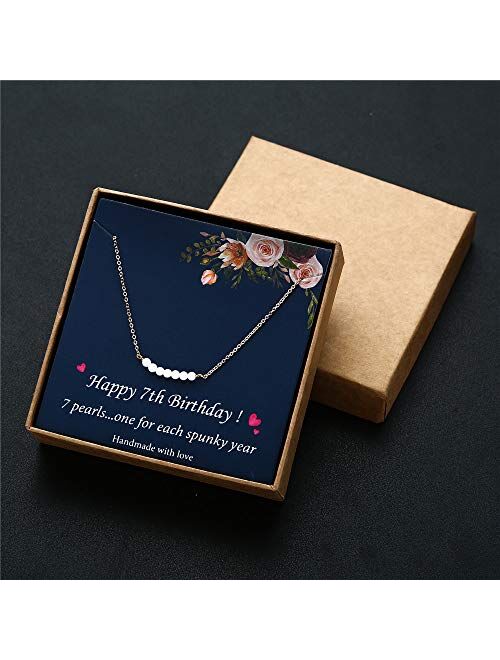 Birthday Gifts for Girls Necklace - Pearl Pendant Necklace for 7th 8th 9th 10th 11th 12th 13th 14th 15th 16th 21st 25th 30th Sweet Teen Girl Gifts Happy Birthday Gifts fo