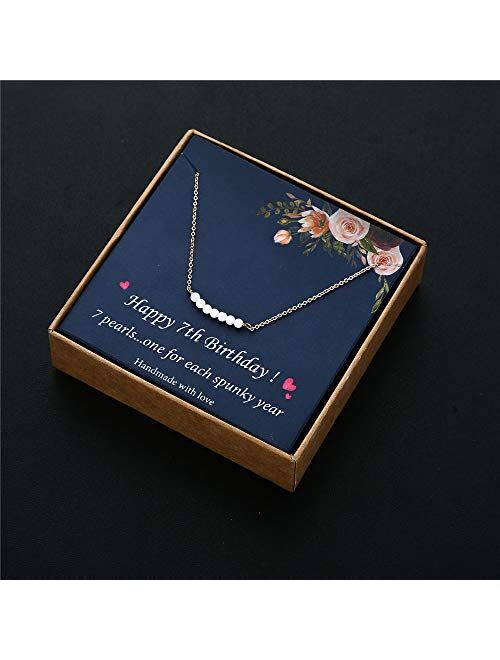 Birthday Gifts for Girls Necklace - Pearl Pendant Necklace for 7th 8th 9th 10th 11th 12th 13th 14th 15th 16th 21st 25th 30th Sweet Teen Girl Gifts Happy Birthday Gifts fo