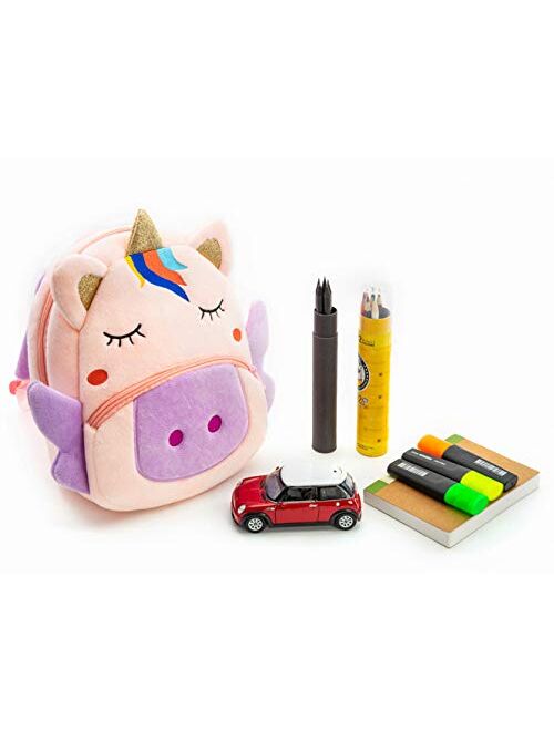 Cute Toddler Backpack Toddler Bag Plush Animal Cartoon Mini Travel Bag for Baby Girl Boy 2-6 Years