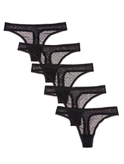 Amazon Brand - Iris & Lilly Women's Mesh Thong, Pack of 5