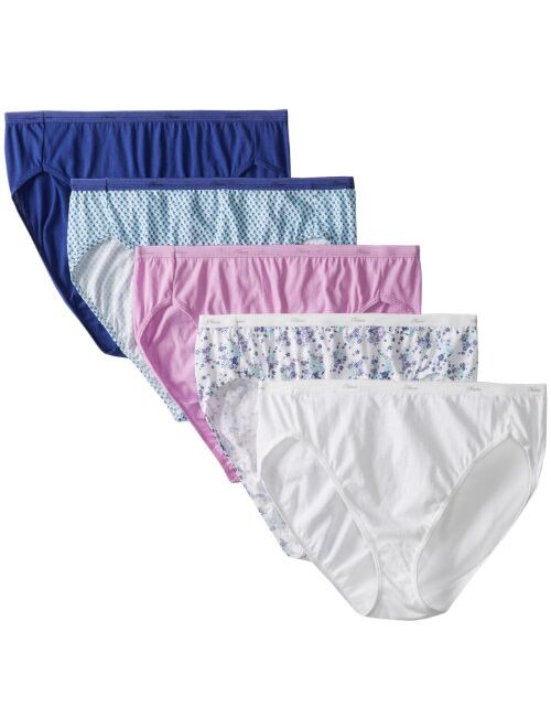 Hanes Womens Plus Cotton Hi-Cut Panties