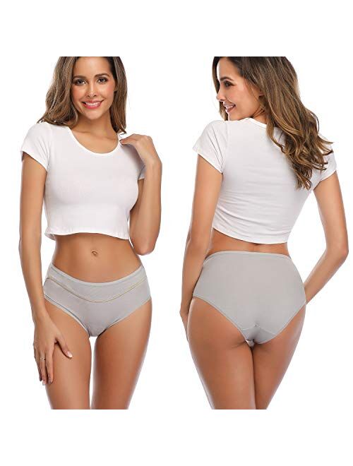 QOVOQ Womens Underwear, Stretch High Cut Full Coverage Hipster Soft Cotton Active Sport Briefs Ladies Panties for Women