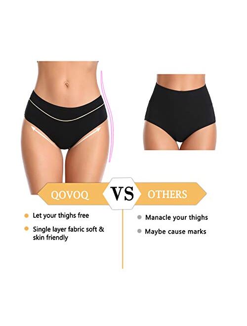 QOVOQ Womens Underwear, Stretch High Cut Full Coverage Hipster Soft Cotton Active Sport Briefs Ladies Panties for Women