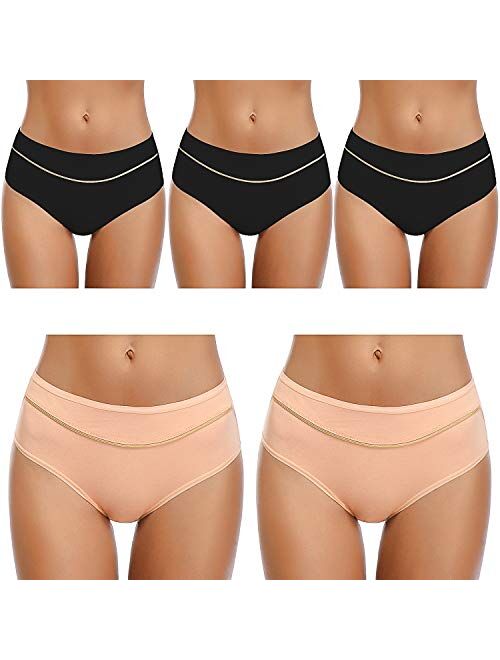 QOVOQ Womens Underwear, Stretch High Cut Full Coverage Hipster Soft Cotton Active Sport Briefs Ladies Panties for Women