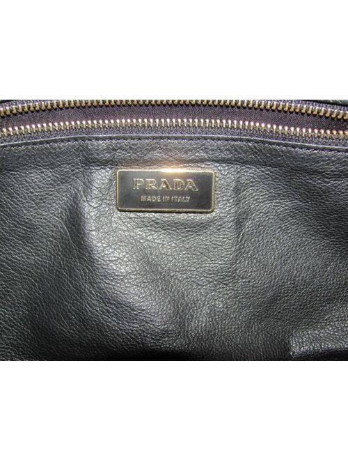 PRADA Black Pebbled Leather Gold Tone Chain Link Shoulder Bag, Made In ITALY