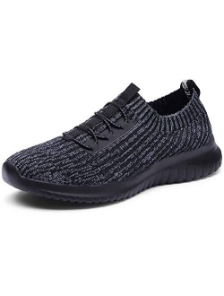 LANCROP Women's Athletic Walking Shoes - Casual Knit Lightweight Running Slip On Sneakers