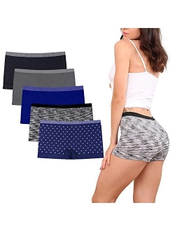 Womens Boyshort Underwear Seamless Panties No Show Boxer Briefs 5 Pack