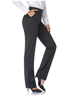 Tapata Women's 30''/32''/34'' Stretchy Straight Dress Pants with Pockets Tall, Petite, Regular for Office Work Business