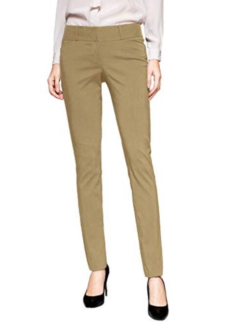 SATINATO Women's Casual Work Pants Skinny Slacks Leggings Comfort Mid Rise