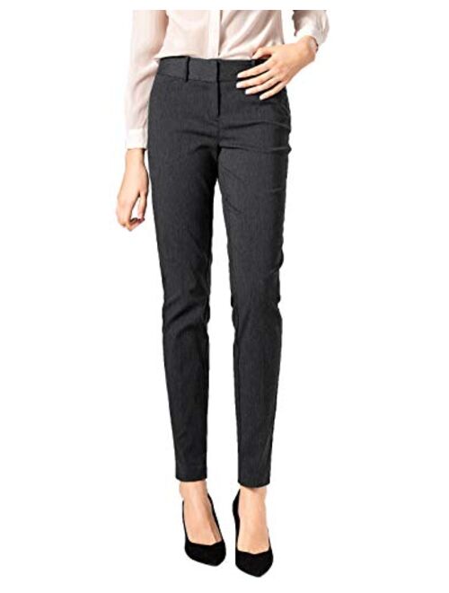 SATINATO Women's Casual Work Pants Skinny Slacks Leggings Comfort Mid Rise