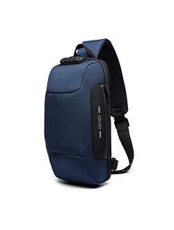 Anti Theft Sling Bag Shoulder Crossbody Backpack Waterproof Chest Bag with USB Charging Port Lightweight Casual Daypack