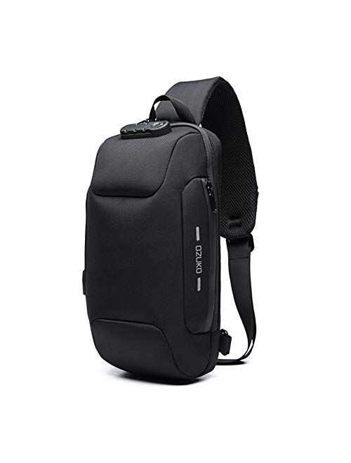 Anti Theft Sling Bag Shoulder Crossbody Backpack Waterproof Chest Bag with USB Charging Port Lightweight Casual Daypack