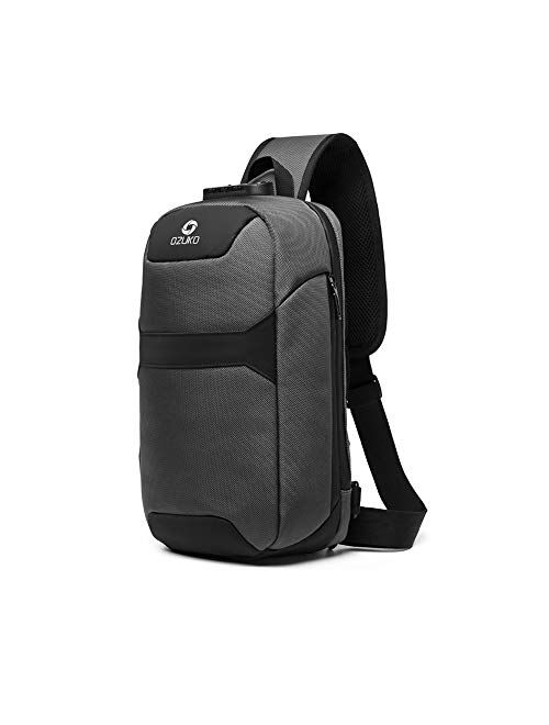 Anti Theft Sling Bag Shoulder Crossbody Backpack Waterproof Chest Bag with USB Charging Port Lightweight Casual Daypack